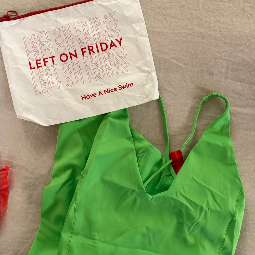Left on Friday Weekender Suit Neon Green One-Piece Swimsuit Large Tall NWOT - Picture 7 of 7